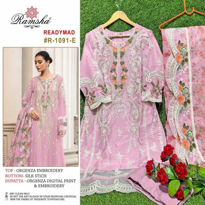 R 1091 Nx By Ramsha Organza Embroidery Pakistani Readymade Suits Wholesale Suppliers In Mumbai